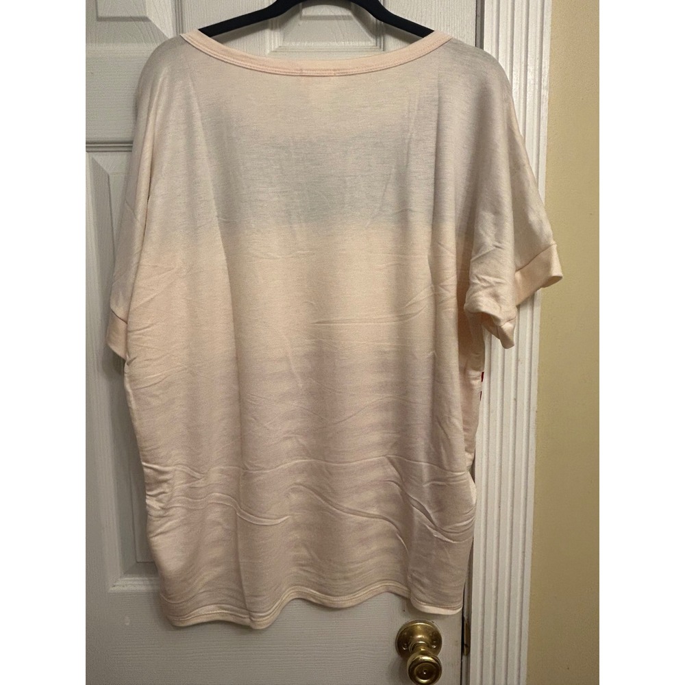 BIBI Womens American Flag Stars & Stripes Dolman Top L Cream Red Blue USA Pride - Picture 4 of 7